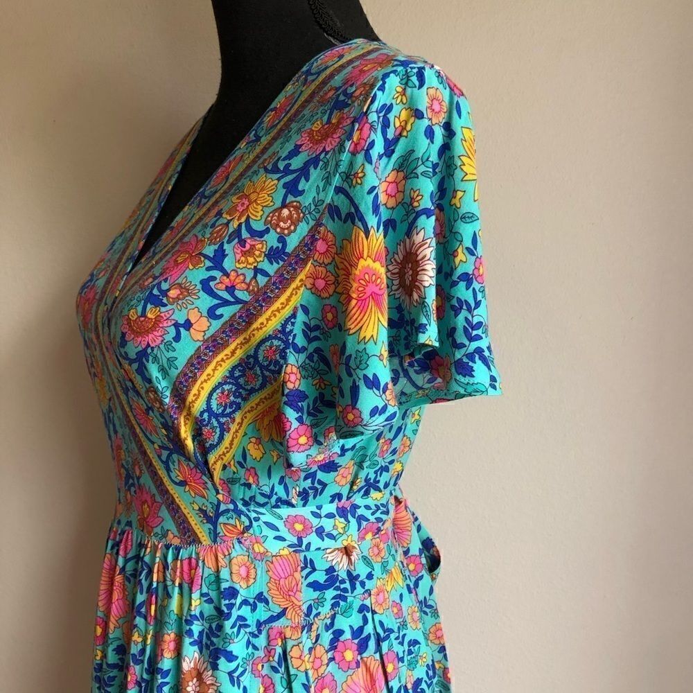 Teal Wrap Maxi Dress - Picture 9 of 14